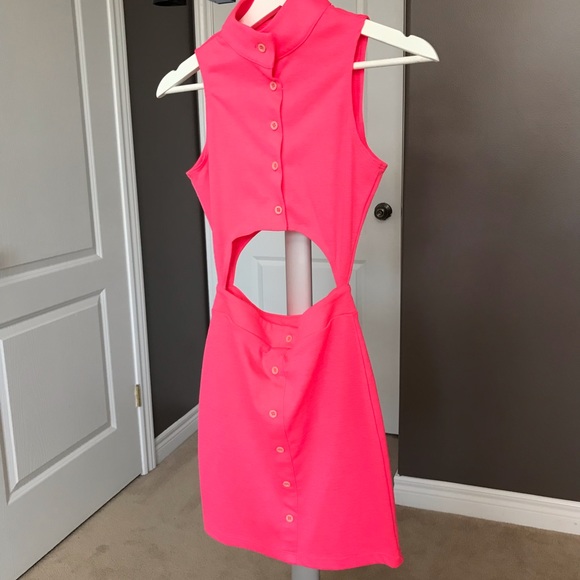 Nasty Gal Dresses & Skirts - Nasty Gal Neon Pink Dress With Center Cutout